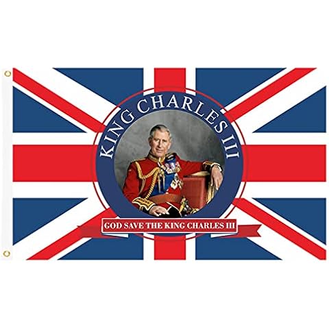 5FTx3FT King Charles Flag Great Britain New King Flag Waterproof Union With Eyelets Great Great Britain King Flag Decoration Indoor Outdoor New King Flag Long Live The King(King Flag1) Cover