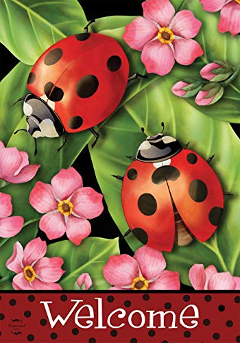 Ladybugs On Leaves Spring Garden Flag Welcome Floral 18" X 12.5" Briarwood Lane #TOP2