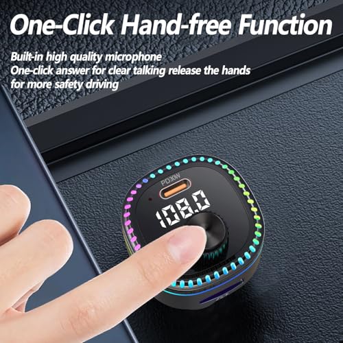 Syengkky Bluetooth 5.3 Fm Transmitter For Car, Bluetooth Car Adapter With Type-C Pd(30W) Charger Port And Qc3.0 Usb Port, Fm Transmitter Bluetooth, Support Mp3 Player, Handsfree Calling thumb #3