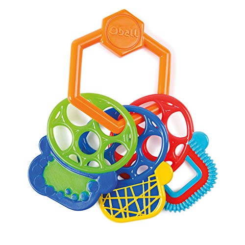 Oball Beißring, Schlüssel aus weichem Material mit unterschiedlichen Texturen, zur Beruhigung des Zahnfleisches, ab 3 Monaten
