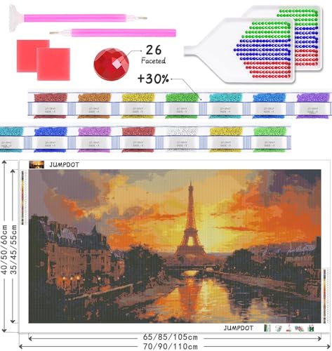 Diamond Painting Grand Format Tour Eiffel et Coucher de Soleil 70x40 cm - 7