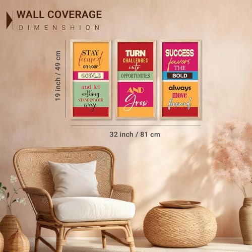 Image of kotart - Painting for wall Hanging | Motivational Wall Decor Paintings | Quotes Wall Decor Paintings | Motivational Quotes Poster With Frame| Wall Hanging Painting For Office Living Room Bedroom Set of 3 (10x19 inch, H)
