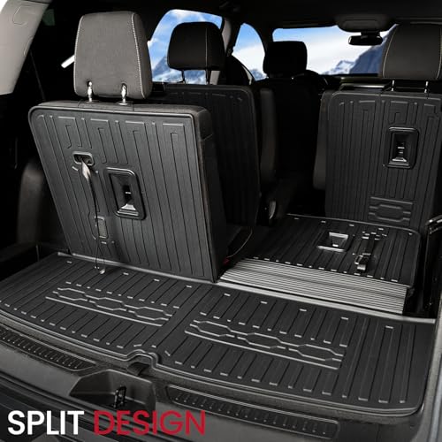 Image of Cargo Mat with Backrest Mats for 2017-2023 GMC Acadia 6 /7 Seats Accessories, All-Weather TPE Trunk Mat Cargo Liner Protector SL /SLE /SLT /AT4 /DENALI