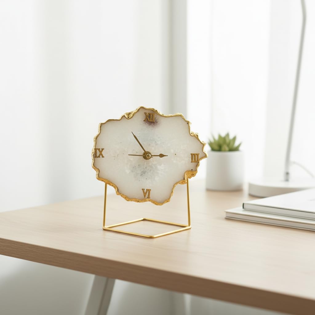 Crystal Agate Table Clock - Elegant Home Decor -9