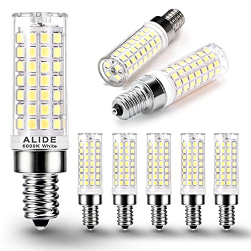 ALIDE E12 75 Watt Replacement LED Candelabra Bulbs C7,6000K Daylight Bright Cool White,800LM T6 7.5W LED E12 Chandelier Light Bulbs for Ceiling Fan Pendant Lighting,Non-dimmable,6 Pack ALIDE E12 75 Watt Replacement LED Candelabra Bulbs C7,6000K Daylight Bright Cool White,800LM T6 7.5W LED E12 Chandelier Light Bulbs for Ceiling Fan Pendant Lighting,Non-dimmable,6 Pack
