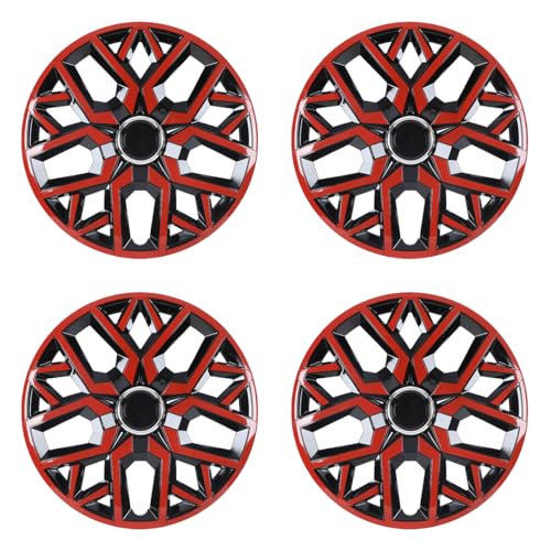 Nixon Offroad 16 inch Hubcaps Wheel Covers, Universal Hub Caps Set of 4 Fit for Cars Trucks Sedans SUV, Snap-On Wheel Rim Covers Replacement (16 inch, PP Material, Red Lacquer & Black Lacquer)