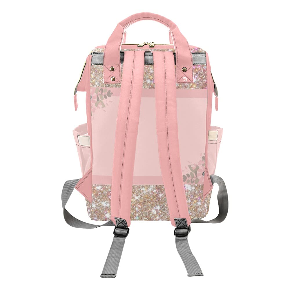 XOZOTY Print Pink Diaper Bags Backpack Personalized Baby Bag Nursing Nappy Bag Travel Tote Bag Gifts