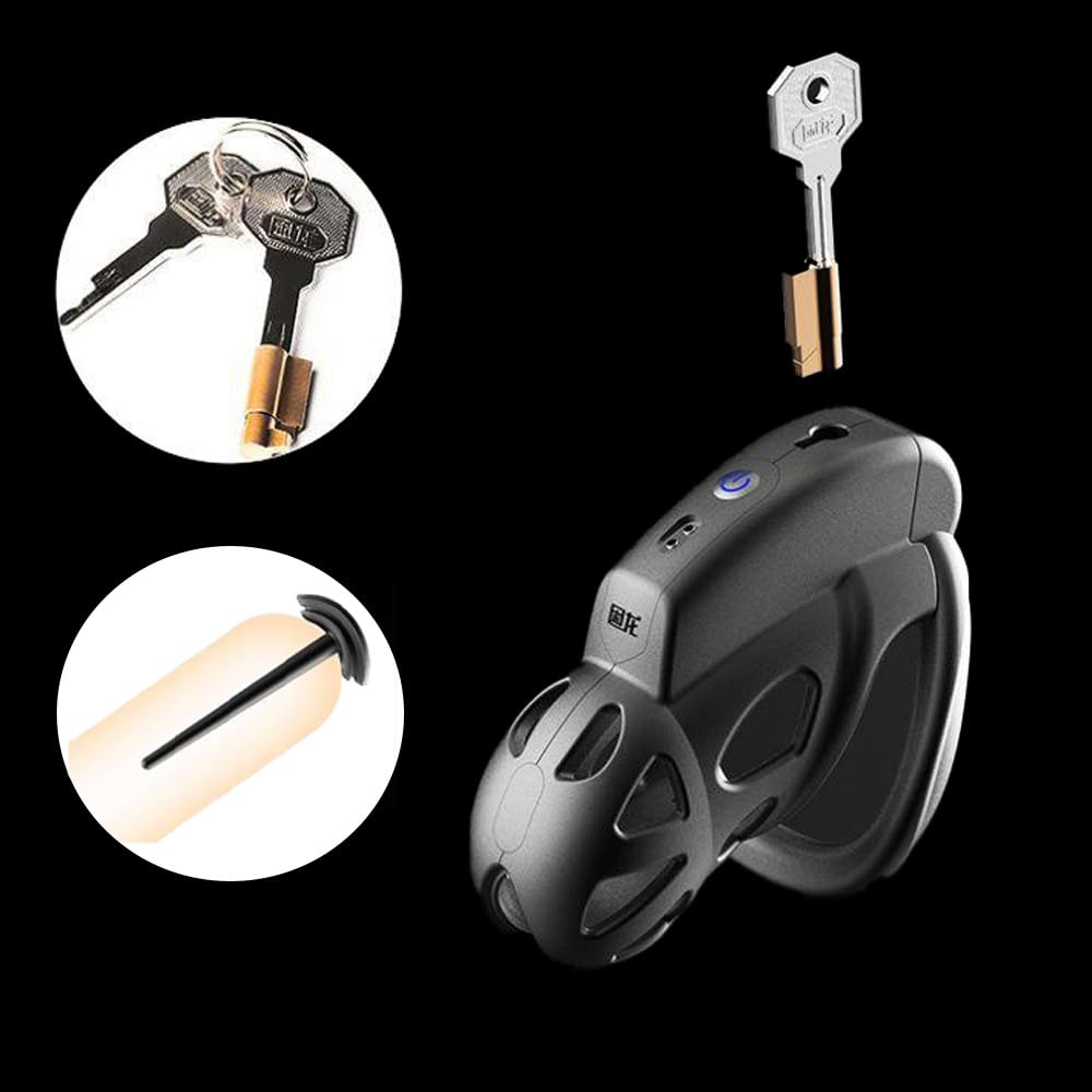 APP Smart Peniskäfig Elektro Schock Keuschheitskäfig Set mit 3 Cock Ringe und Penisplug Chastity Cage SM Fetisch Bondage Keuschheitsgürtel Erotik Sex Spielzeug für Männer und Paare