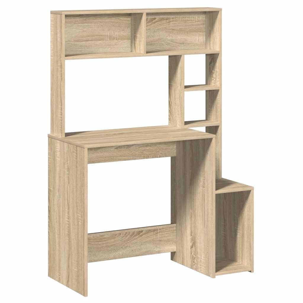 vidaXL Desk with Shelves Sonoma Oak 100x45x140 cm Engineered Wood, office desk, study desk, standing desk, computer desk, writing desk