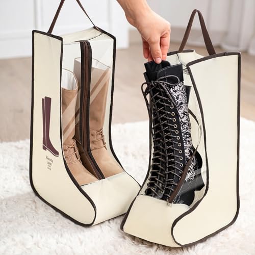XLIUAX 2 Paar Stiefeltaschen, Tragbare Aufbewahrungstasche für hohe Stiefel Staubdicht Schutz Wasserdicht mit Griff für Männer Frauen Reisegepäck täglicher Gebrauch aufhängbare Skiausrüstung
