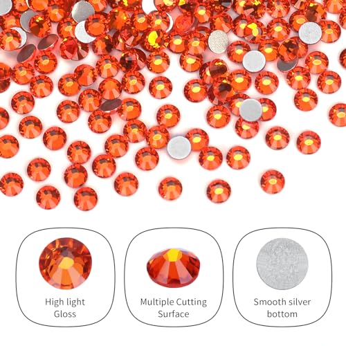 Image of 10000PCS Orange Rhinestones Bulk, Flat Back Crystal Glass Stone Round Gems,SS20, 4.6-4.8mm