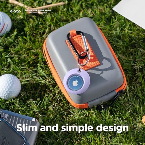 Image of elago Basic Case Keychain Compatible with AirTag 2nd Gen (2026) & 1st Gen - Keys, Backpacks, Purses, Golf Rangefinders, Slim and Simple Design, Scratch-Free, Safe for Kids and Pets [Lavender]- 1PC