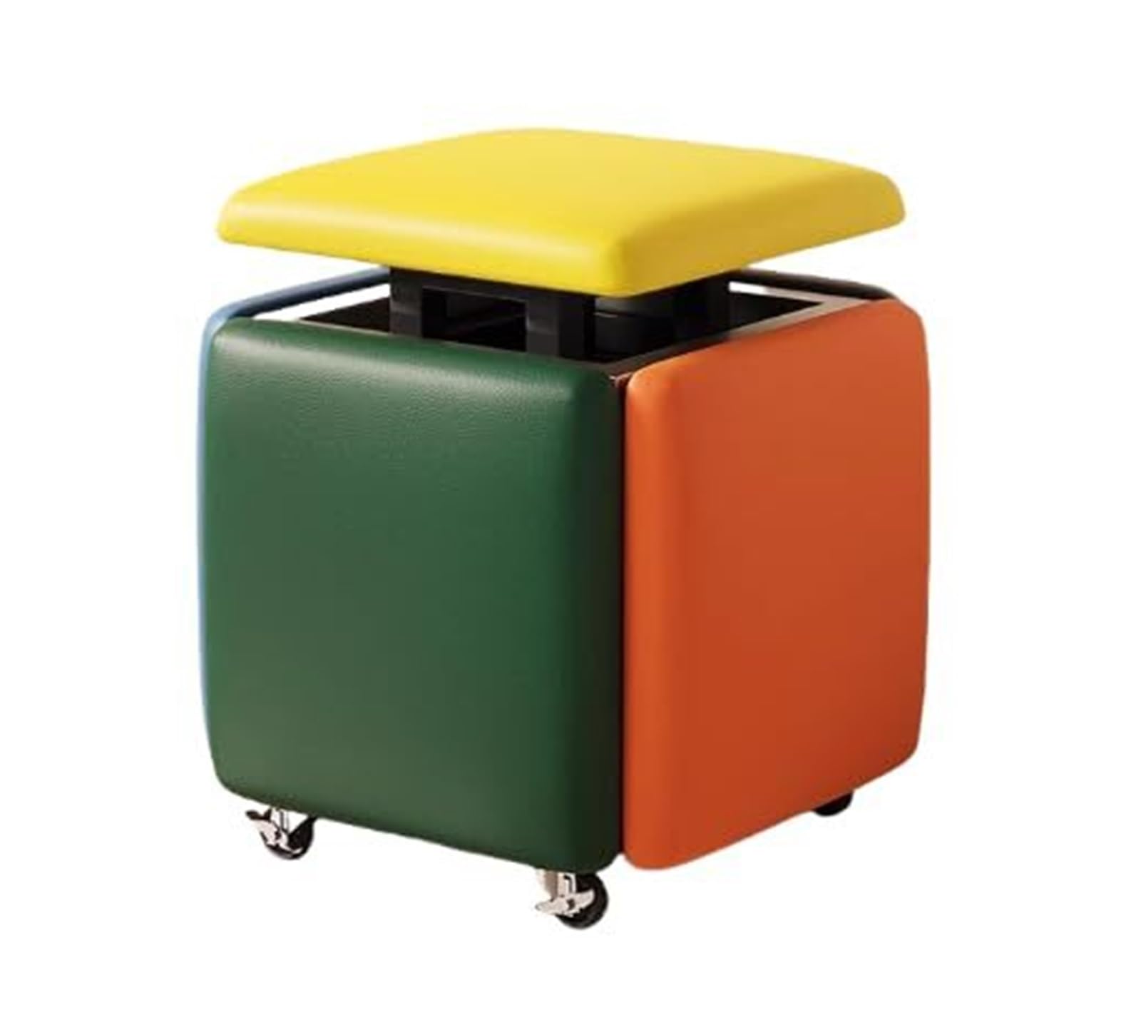 Pouf de rangement 5 en 1 à roulettes : le tabouret cube empilable idéal
