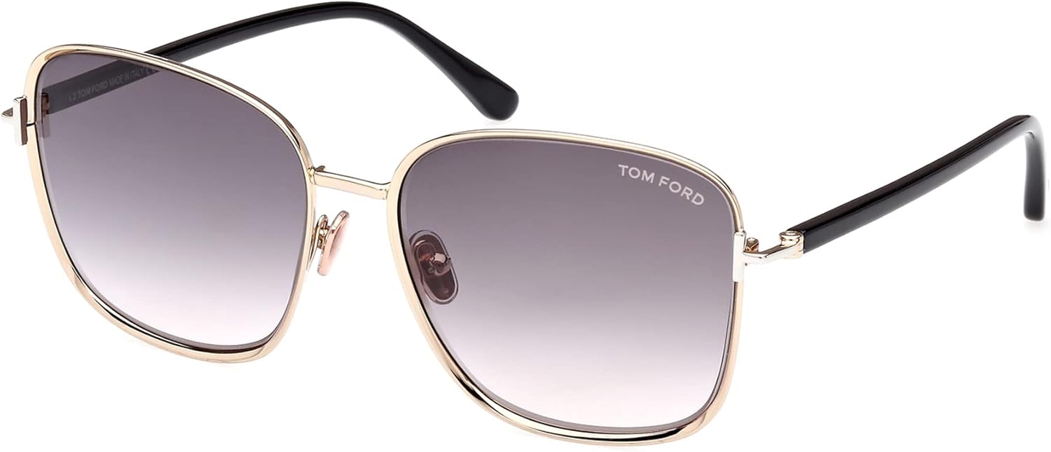 Tom Ford Fern TF1029 28B Sunglasses Women's Rose Gold/Black/Smoke Grad 57mm