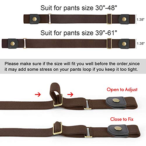 WERFORU No Buckle Elastic Belt for Men Stretch Buckle Free Belt for Jeans Pants 1.38 Inches Wide Father's Day Gift (E-Coffee, Suit for pants size 30"-48")4