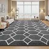 Sour Lemon Tappeto a pelo lungo grigio, lavabile, antiscivolo, extra grande, per soggiorno e camera da letto, tappeti moderni e soffici per camera da letto e cameretta dei bambini