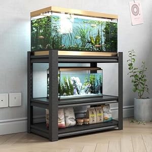 Fish Tank Stand,3-tier Rack Shelf Heavy Duty Metal Frame Aquarium Stand 20 Gallon,Reptile Terrarium Stand for 30 Gallon Long Aquarium,Reptile Tank Stand,Breeder Tank Stand,31.5″*18″*34″