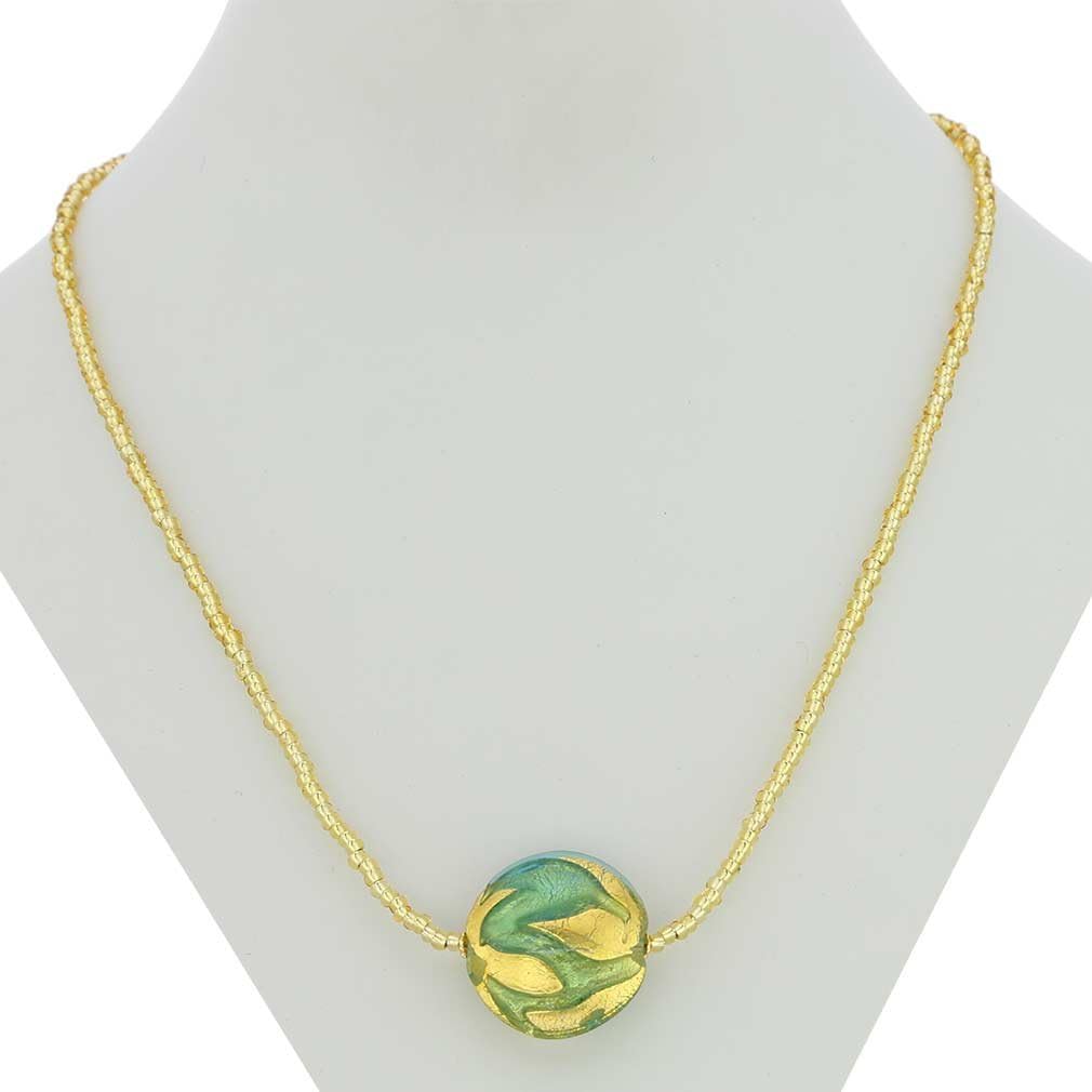 Glass Of Venice Murano Glass Royal Aquamarine Circle Necklace