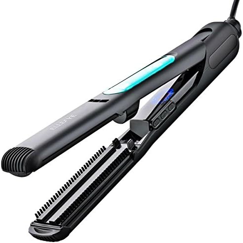 ElleSye Steam Straightener, Ceramic Flat Iron Negative Ionic Salon Hair Straightener Brush with Steam Function, 5D Comb Teeth, 3D Floating Ceramic Coated Plate, 30 Min Shut Off