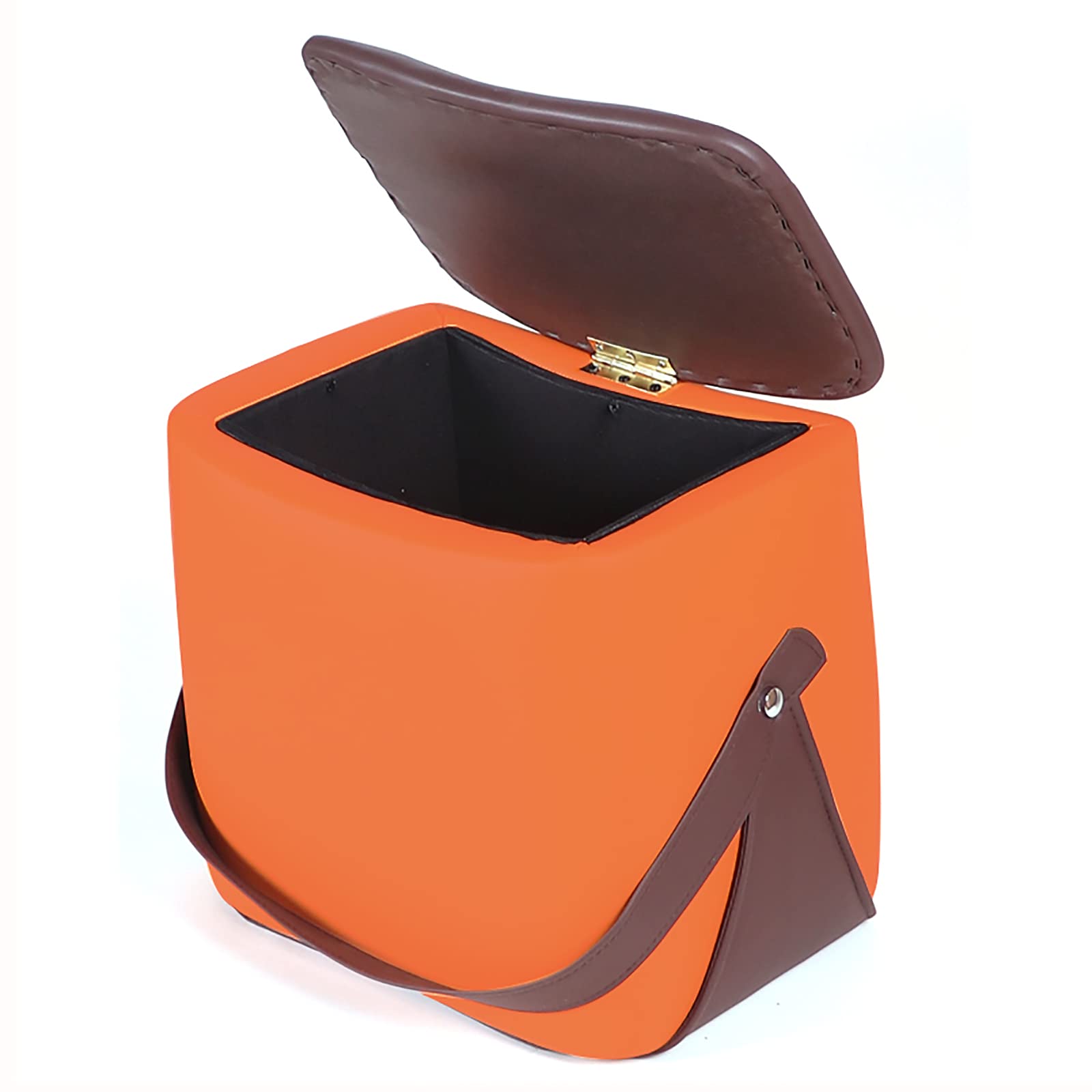 Repose-pieds ottoman de rangement en bois massif avec siège en forme de selle modèle B-CU