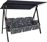 Angerer Vario Hollywoodschaukel 3-Sitzer Design Schmetterling, grau, 210 x 145 x 160 cm, 6010/205/43