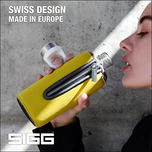 Sigg - Glass Water Bottle - Stella Yellow - With Neoprene Pouch - Leakproof - Dishwasher Safe - Bpa Free - Recycled Glass - 17 Oz #TOP4