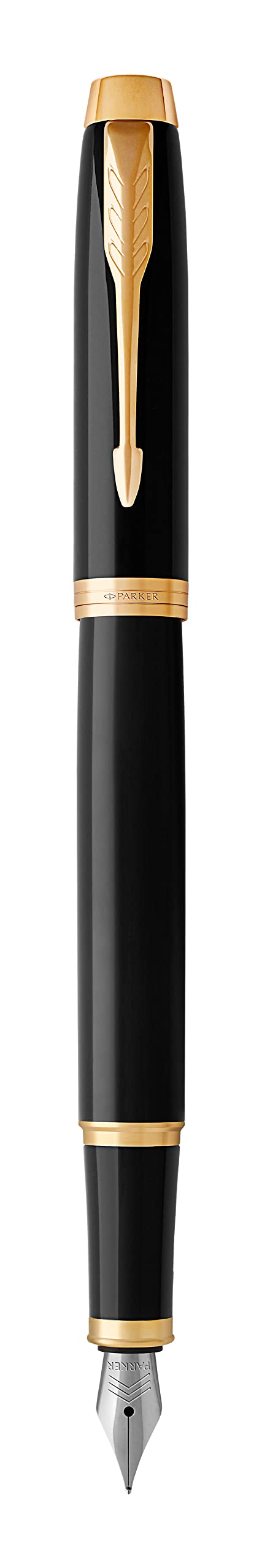 Pluma estilográfica Parker IM Core con grabado, bolígrafo prémium, caja de regalo, tinta azul, regalo personalizable, nombre grabado, pluma estilográfica, aniversario (Black Lacquer G.C.)