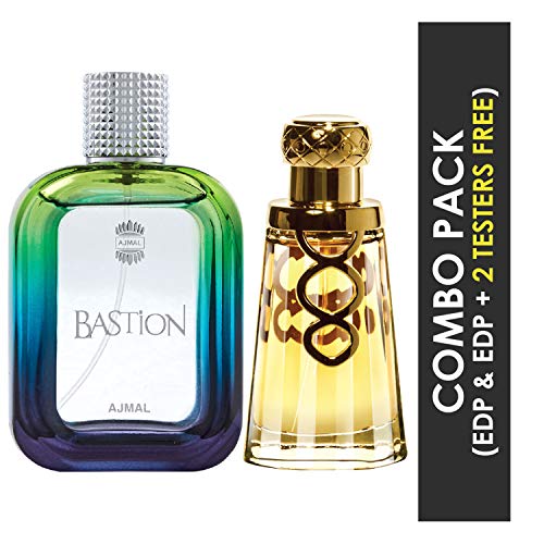 Ajmal Bastion EDP Woody Aromatic Perfume 100ml for Men and Khallab EDP Woody Oudh Perfume 50ml for Unisex + 2 Parfum Testers FREE - Image 2