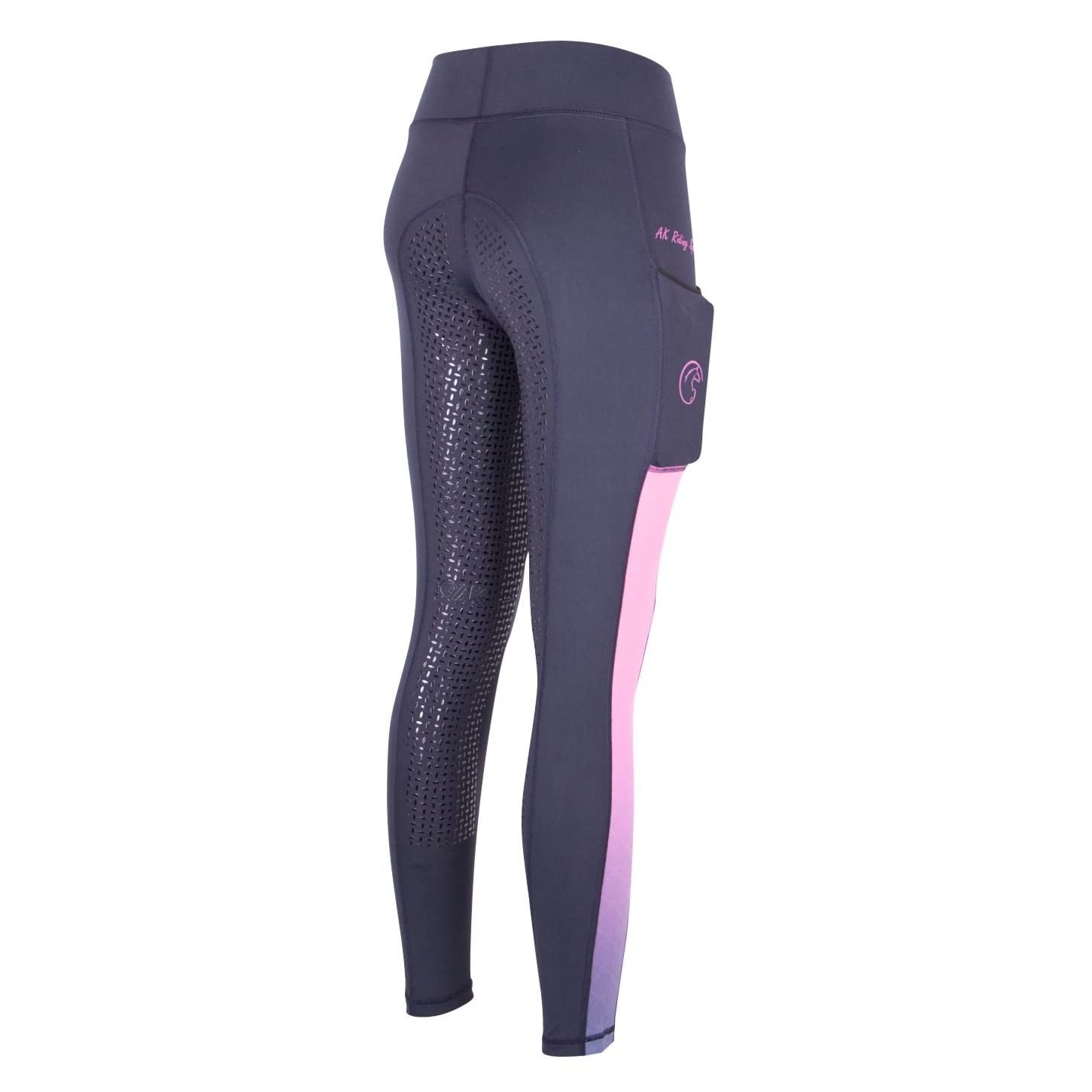 AK Collant Collants/Leggings/Culottes d'équitation Respirant Taille Haute à Enfiler avec poignée en Silicone AKRS 6058