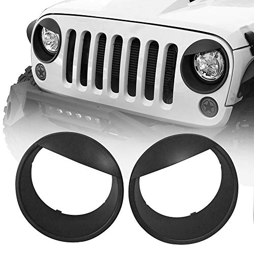 Hooke Road Wrangler Headlight Cover Bezels Trim Matte Black Accessories for 2007-2015 Jeep JK Wrangler & Unlimited - Pair by Hooke Road - Used condition - US$13.59