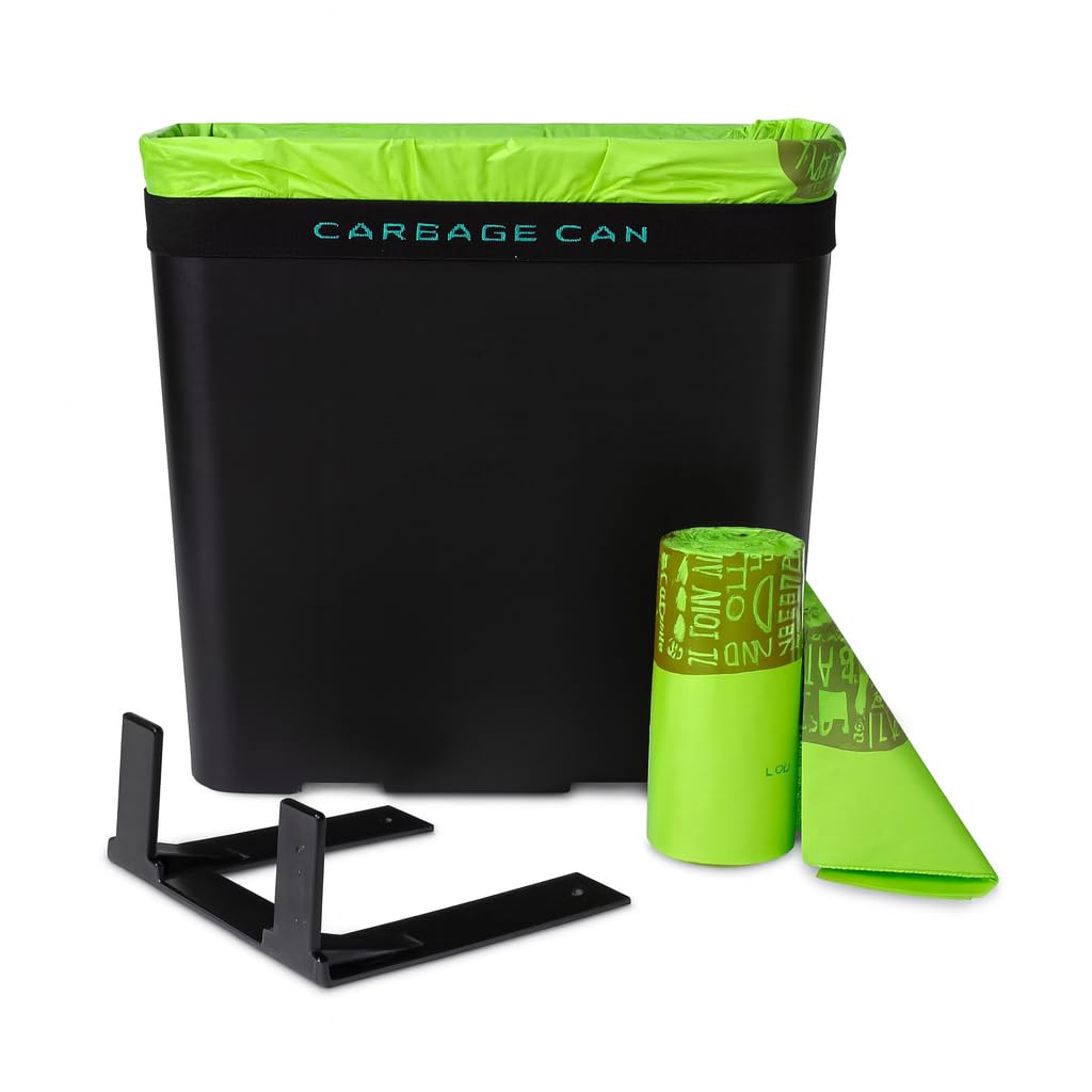 Premium Car Trash Can with Floor Mat Clip, Bag Securement Band and Liner| Keep Car Tidy with This 100% Water-Proof Car Trash Bin | Durable Car Garbage Can for Your Vehicle