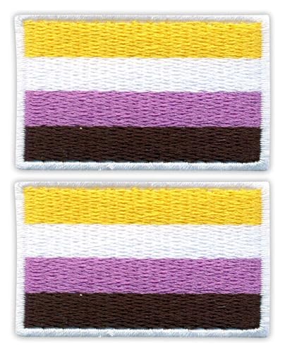 Set von zwei – Non-Binary Pride Flag – Aufnäher – bestickter Aufnäher/Abzeichen/Emblem