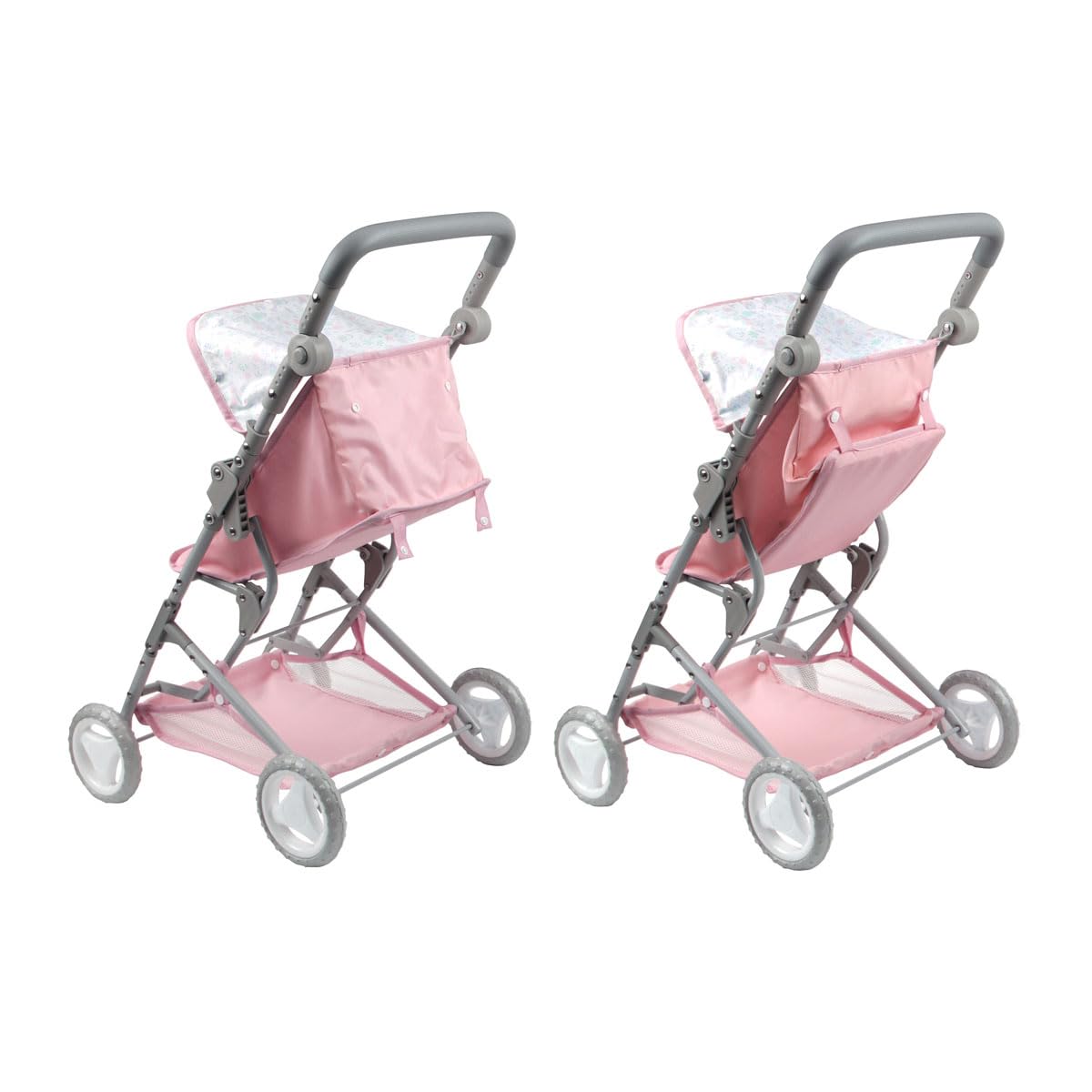 JC Toys - Passeggino pieghevole, per bambole fino a 45 cm, ideale per giocare e passeggiate, rosa con decorazione floreale, progettato da Berenguer, +3 anni