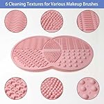 2 Pcs Makeup Brush Cleaning Mat, Silicone Makeup Brush Cleaner with Back Suction Cups(Green and Pink) - Image 3