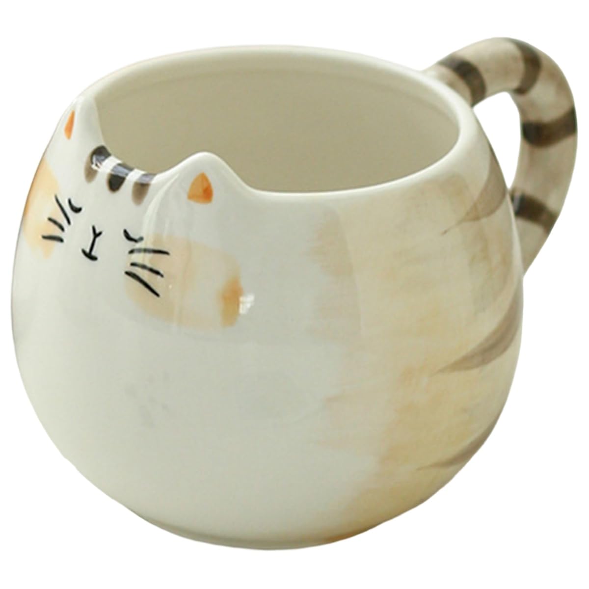 CTRLZS 1pc Cute Ceramic Cup, Cat Shaped Mug, 380ml/13oz Milk, Coffee, and Water Cups