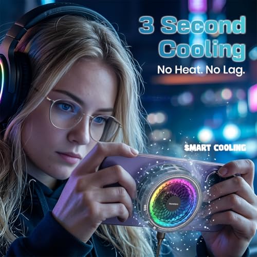Image of GameSir AI Smart Phone Cooler for Gaming with Semiconductor Cooling, Real-Time Display, RGB Light, Magnetic & Clamp Mount, Silent High-Speed Fan, Portable Mobile Cooler for Android & IOS- (Black)