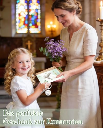 Happirra Kommunion Geschenke für Mädchen Junge, Geldgeschenk kommunion Verpackung mit Karte & Schlüsselanhänger, Geschenke zur Erstkommunion, Kleine Kommunionsgeschenk, Elegante Kommunionskarten