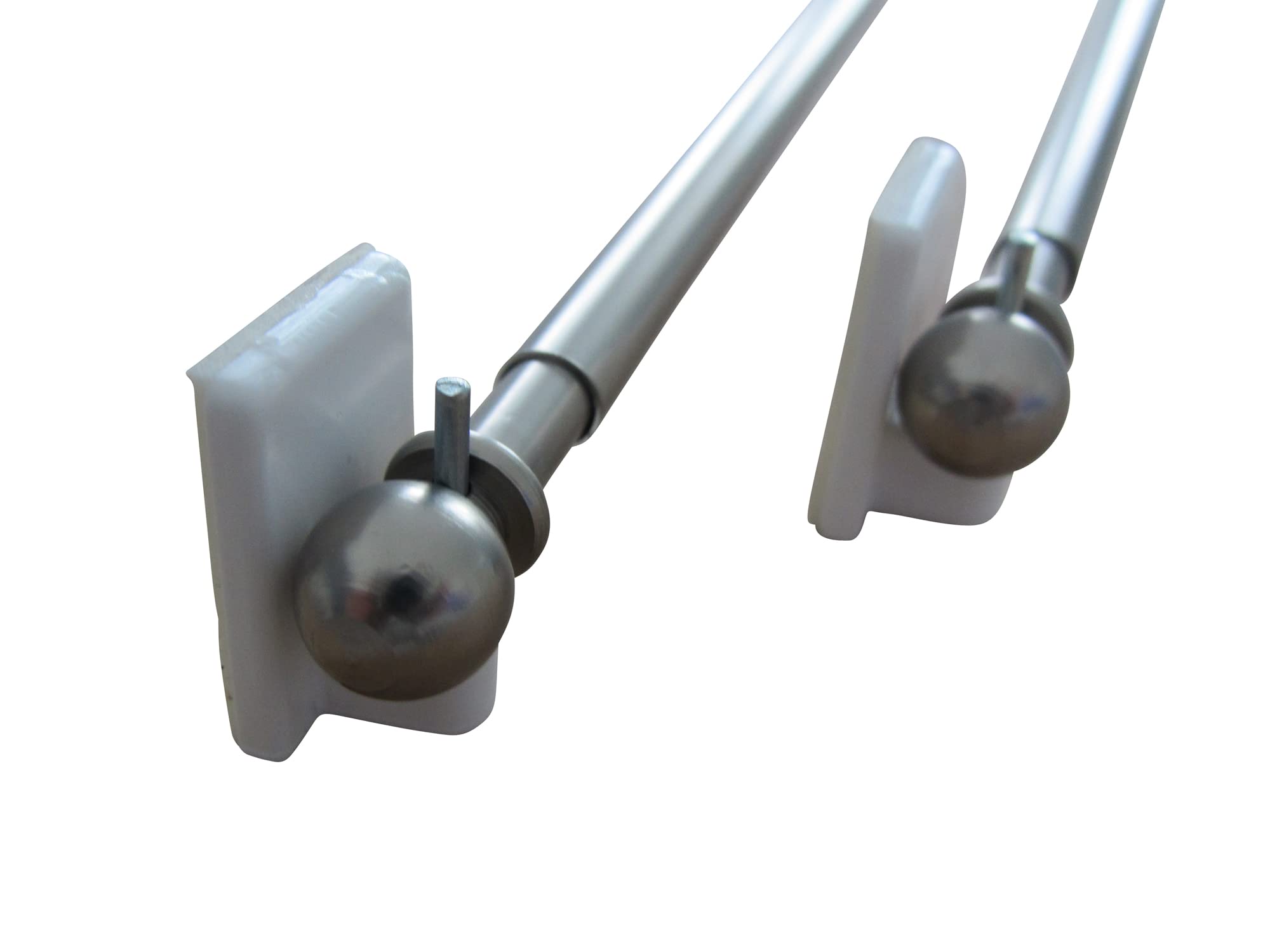 2 Hochwertige Vitragenstangen - mit 4 Klebehaken weiss, und 4 Vitragenstangen Haken - Farbe: edelstahl-matt – Länge 30-40 cm,40-60 cm, 60-90 cm, 90-130 cm (Länge: 60-90 cm)