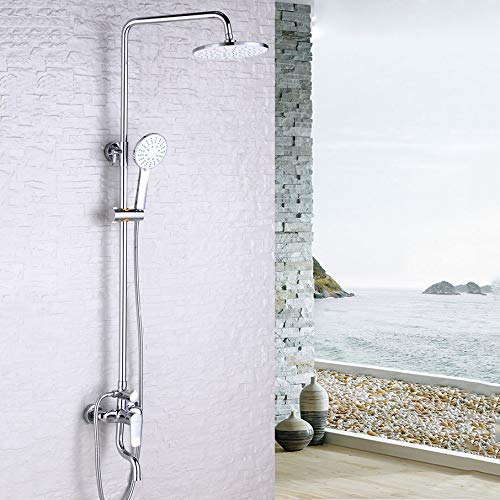 Runden Duschset, Badezimmer An Der Wand Montiert Duschsystem MessingköRper Keramikventil DuschsäUle DREI Funktion Dusche Wasserhahn Hand Dusche