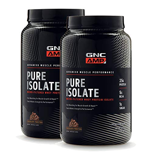 GNC AMP Pure Isolate - Chocolate Frosting, Twin Pack, 28 Servings Each, 25 Grams of Whey Protein Isolate