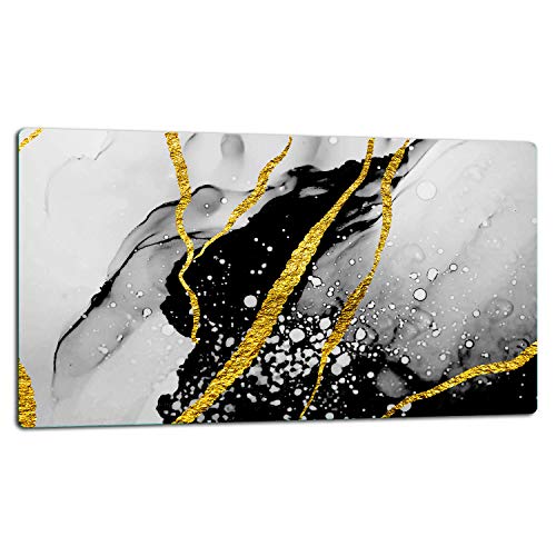 TMK Tabla de cortar de cristal, placa de cristal de 1 pieza, placa de corte de cristal, protección contra salpicaduras, placa de cristal universal, 52 x 30 cm, diseño de mármol