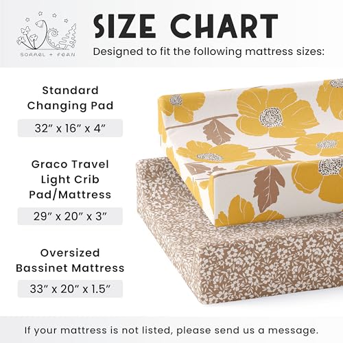 Image of Baby Changing Pad Cover 2-Pack for Girls (Poppy Fields) - Premium Fitted Sheets Baby Diaper Changing Table Cover - Buttery Soft Cotton Blend