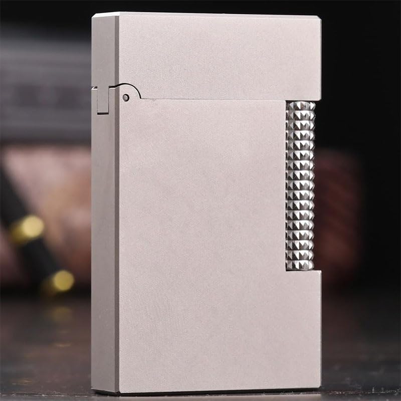 Vintage Flip Sound Lighter Refillable Butane Metal Brass Side Slide Grinding Wheel Ignition for Collection Mens Gift Silver