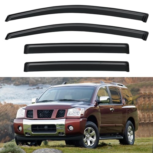 Image of Window Visors Rain Guards Shield for 2004-2016 Nissan Armada, Out-Channel Window Vent Wind Deflectors Visors Shades for 04-16 Armada