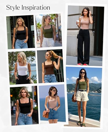 Popilush Square Neck Tops for Women - Sleeveless Women's Basic Tummy Control Shapewear Tank Tops Going Out Tops2
