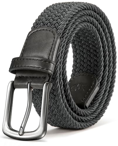 KEMISANT Men Belt-Stretch Woven Braided Belt For Gift Men Golf Casual Jeans Dresses with Nylon Canvas 1 3/8