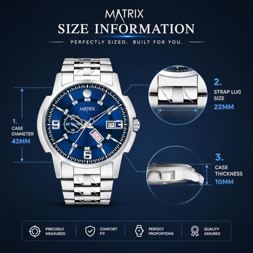 Matrix Blue Dial Stainless Steel Strap Watch - Image 6
