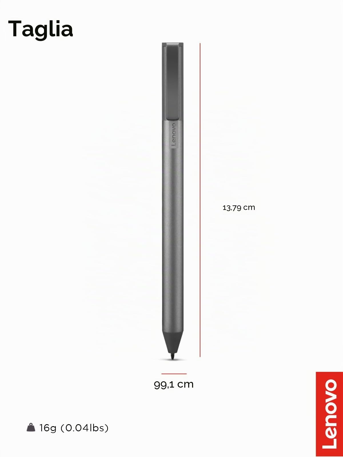 Lenovo GX81B10212 USI-Pen Pennino, Chrome OS (USI Protocollo), Solo Chromebook Compatibile, Grigio