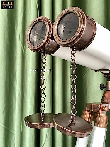 Binoculares de pie Admirals 62" bronce y cuero blanco miniatura 2