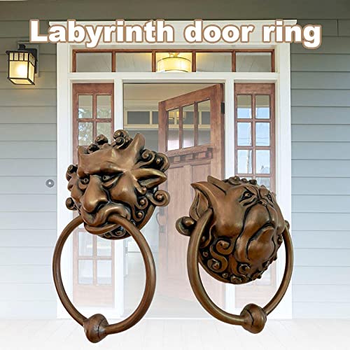 Yslen Labyrinth Door Knockers - 3D Labyrinth Front Door Knocker, Barn Shed Doors, Antique Bronze Handle Knobs, Whimsical Door Sculpture For Outdoor, Wall Hangings Statue For Housewarming Gift (1 Set) #TOP2